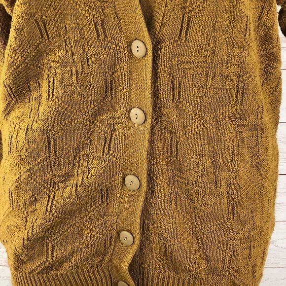 Vintage JP collection Womens XL Plus 18/20 Cardigan Gold Long Sleeve Sweater - Picture 3 of 7